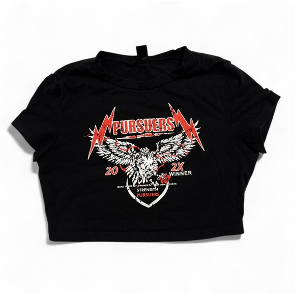 SHEIN Tops - SHEIN Black Graphic Crop Top-L